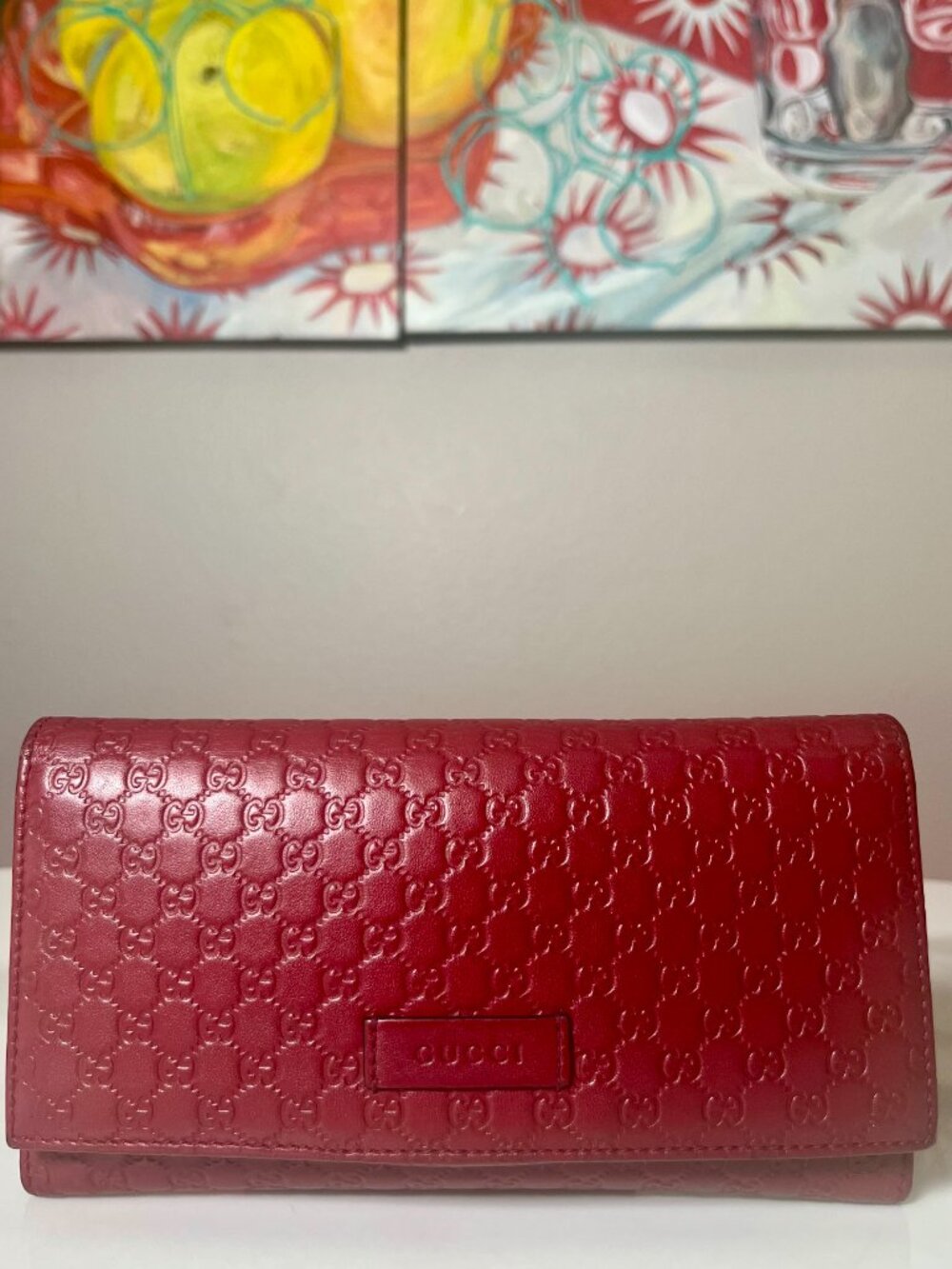 Gucci Microguccissima Continental Flap Wallet Red Leather 449396